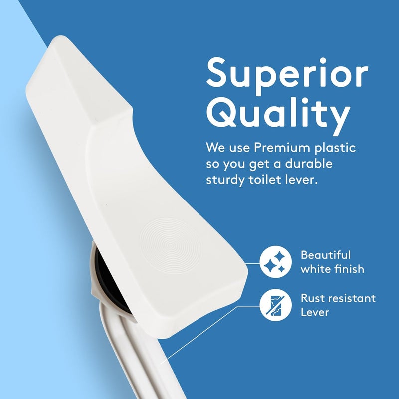 RAVINE Toilet Handle Replacement - American Standard Flush Lever With Elegant Design, Durable Front Mount - Easy to Install Bowl Handle (White) - Image 3